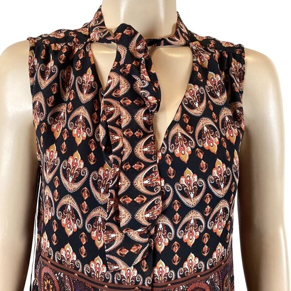 MM Couture By Miss Me Boho Sleeveless Tie-Neck Blouse Top Size Medium NWOT - Picture 6 of 7